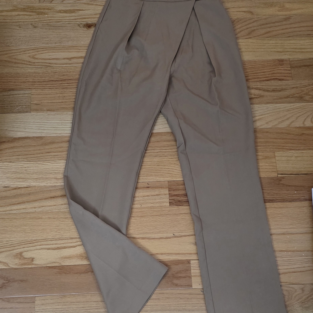 JLUXLABEL Taupe High-Rise Pleated Trousers